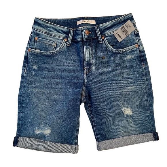 Mavi Jeans Alexis Bermuda Shorts Mid Rise Distressed Size 27 New - Picture 2 of 8
